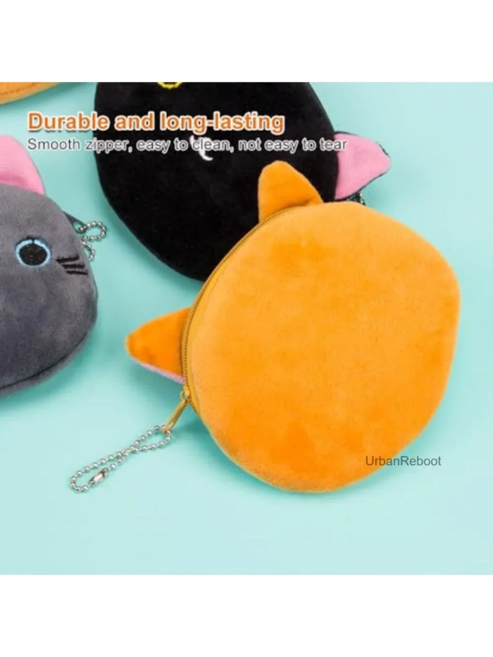 Plush Cat Coin Purse Set with Zipper Small Change Wallet for Women